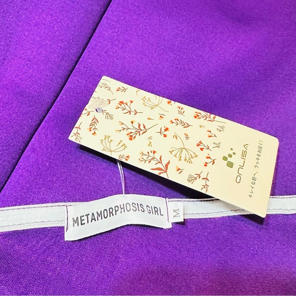 NWT Metamorphosis Girl Purple Off Shoulder Bow Detail Midi Dress Size M - Picture 7 of 9